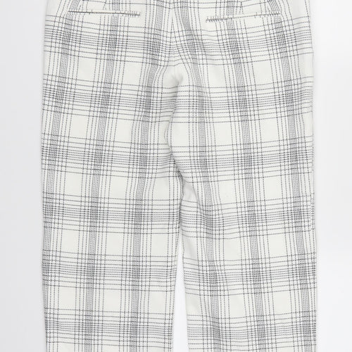 Zara Womens White Check  Cropped Trousers Size S L22 in