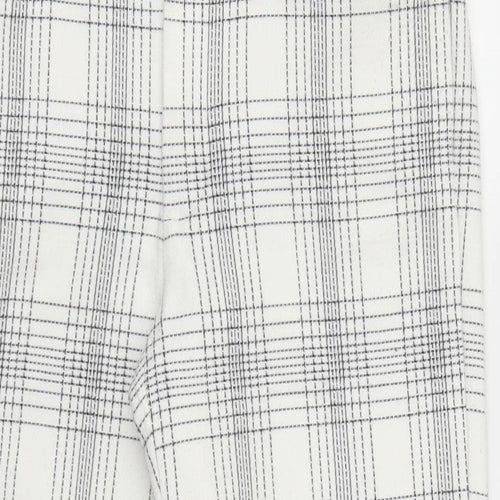 Zara Womens White Check  Cropped Trousers Size S L22 in