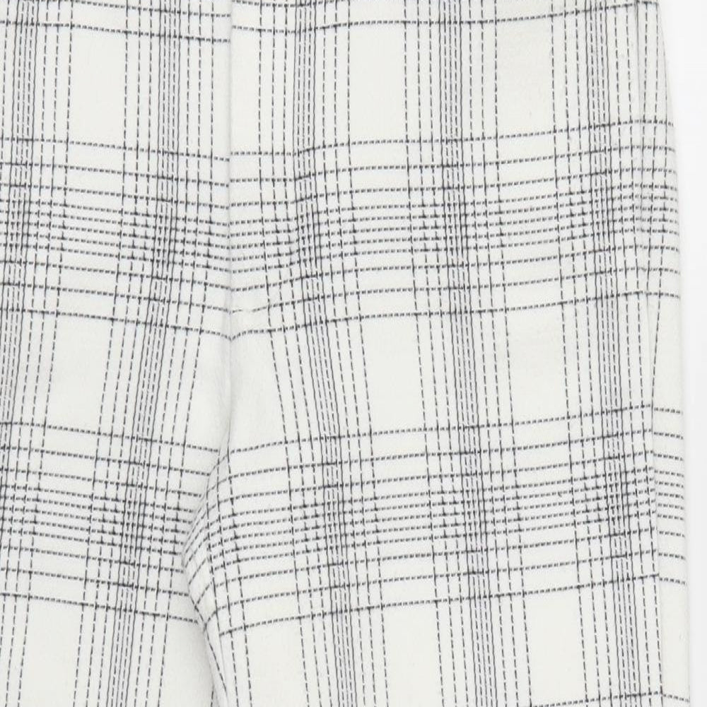 Zara Womens White Check  Cropped Trousers Size S L22 in