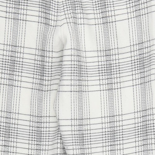 Zara Womens White Check  Cropped Trousers Size S L22 in
