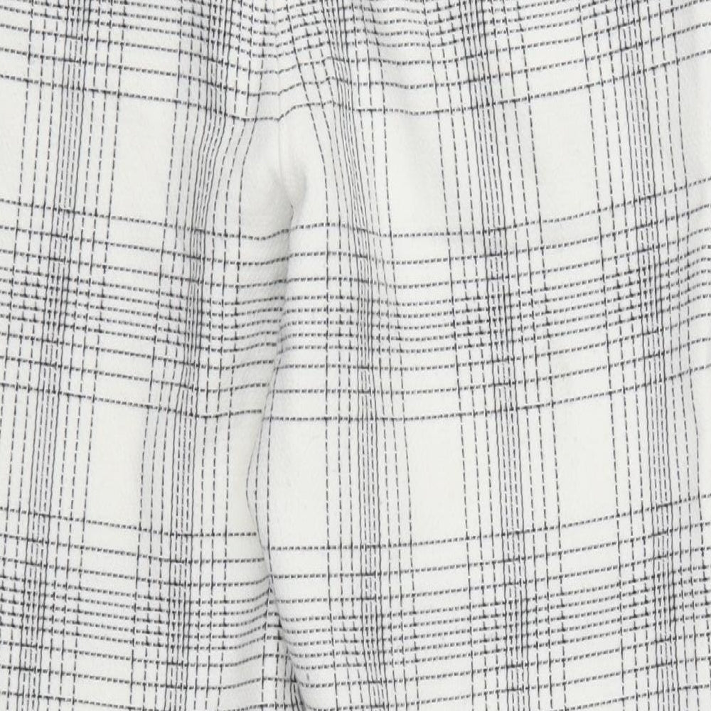 Zara Womens White Check  Cropped Trousers Size S L22 in