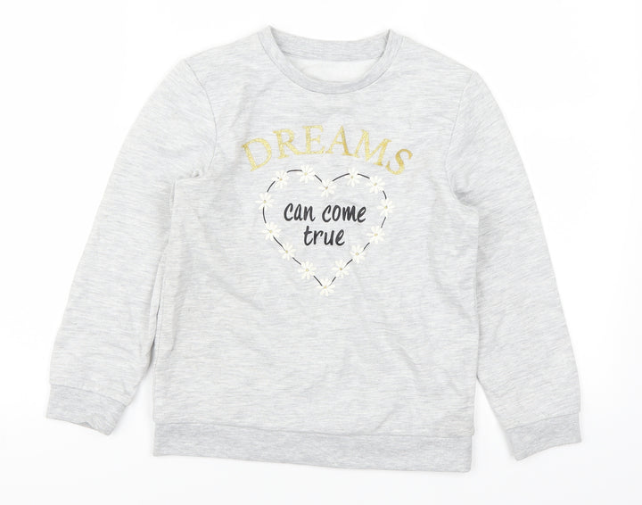 Lily & Dan Girls Grey Pullover Sweatshirt Size 7-8 Years - Dreams Can Come True