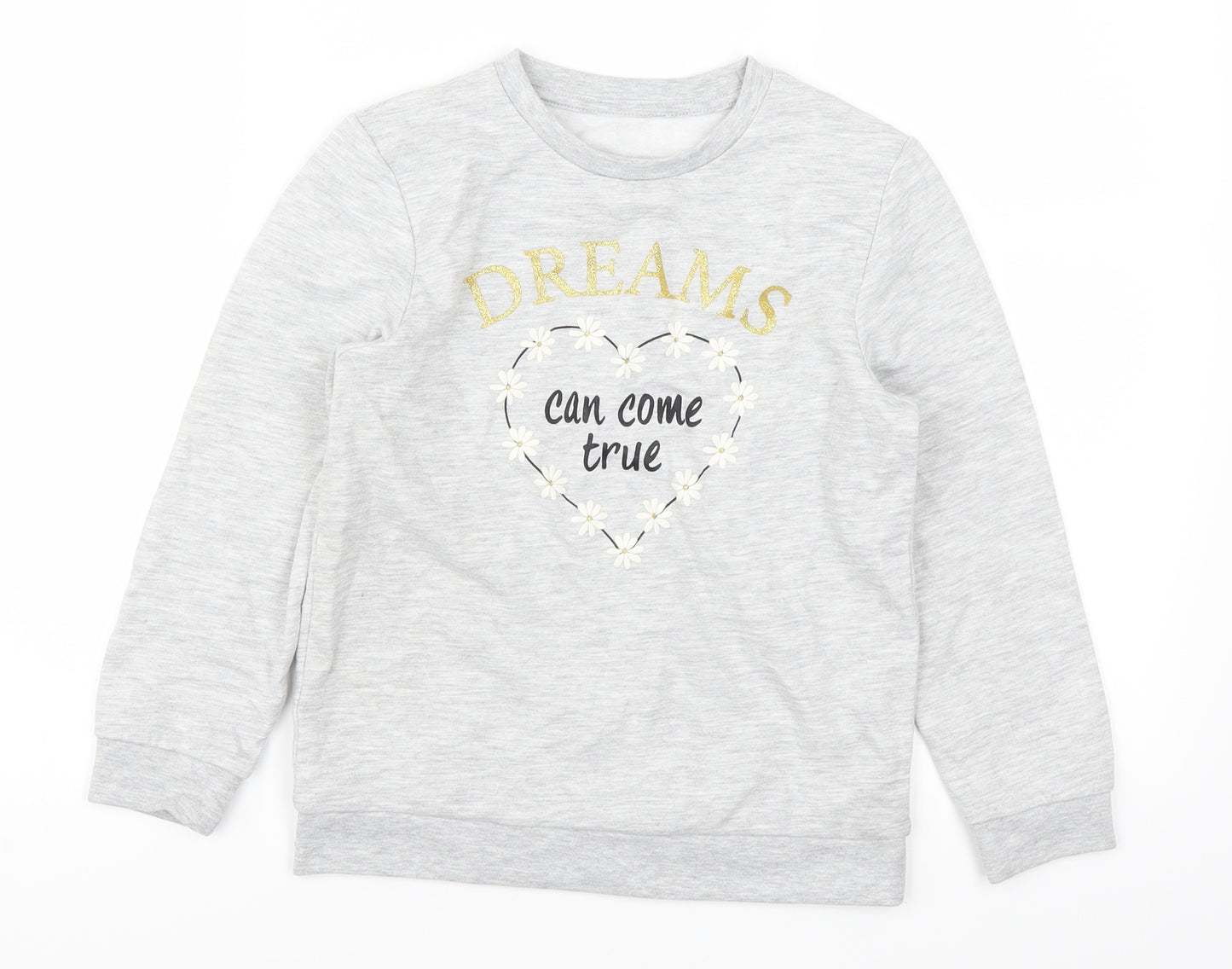 Lily & Dan Girls Grey   Pullover Sweatshirt Size 7-8 Years  - Dreams Can Come True