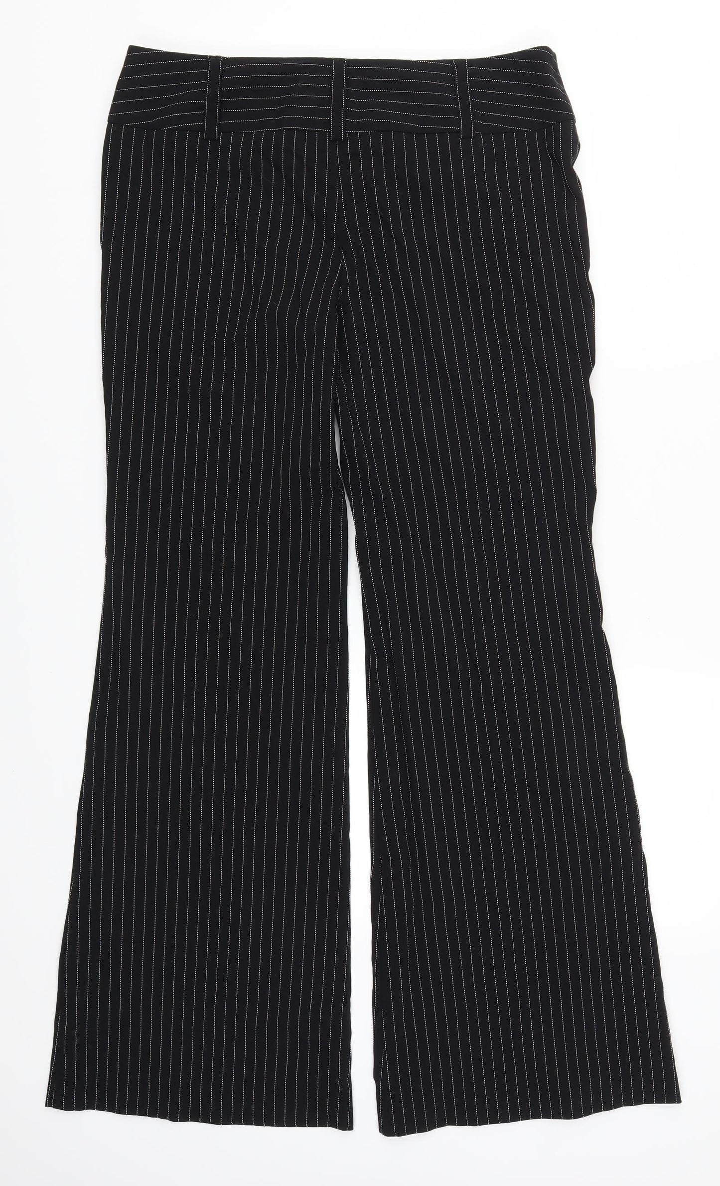 River Island Womens Black Striped  Trousers  Size 14 L31 in