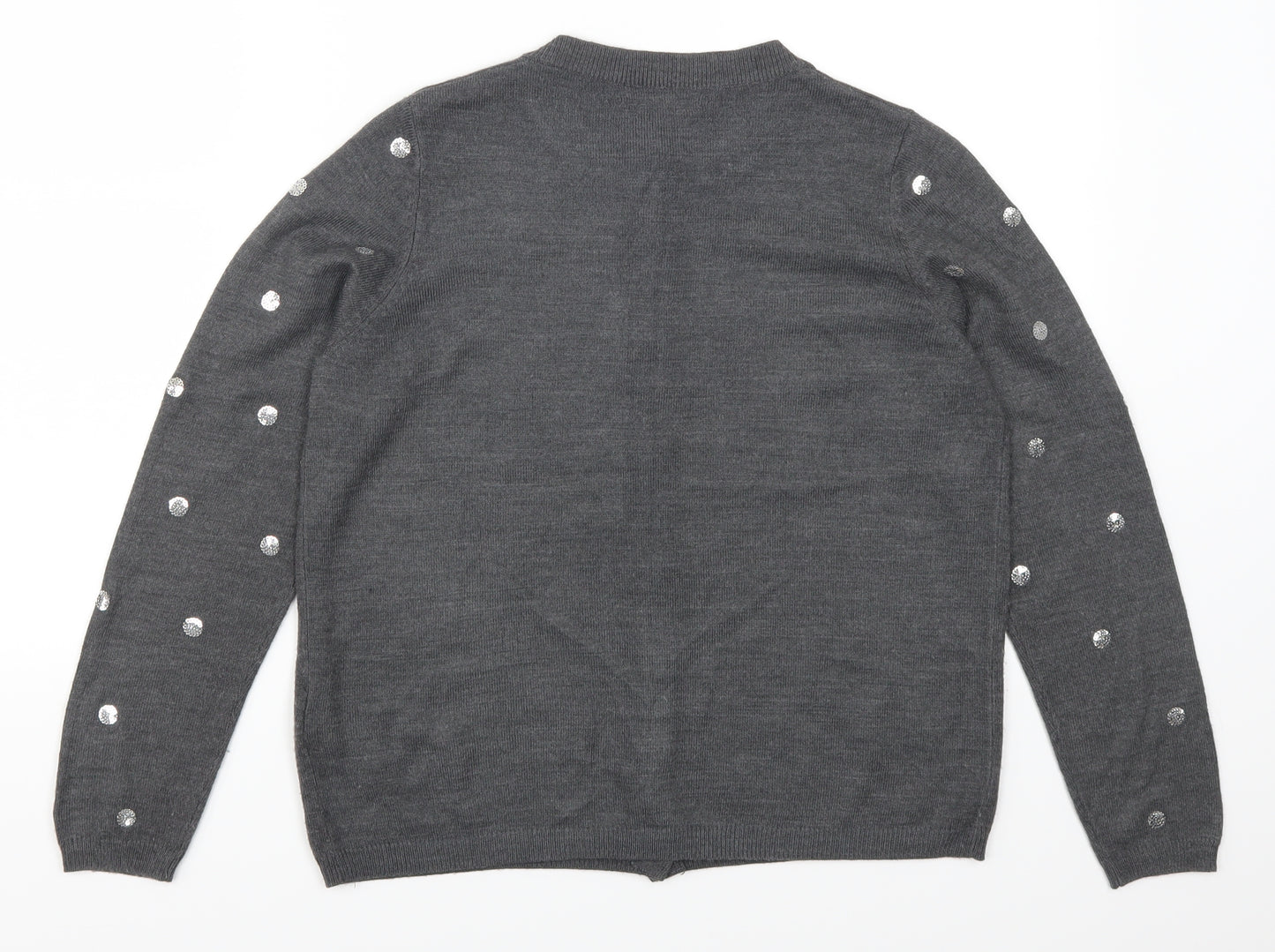 Marks and Spencer Womens Grey Polka Dot  Cardigan Jumper Size 10