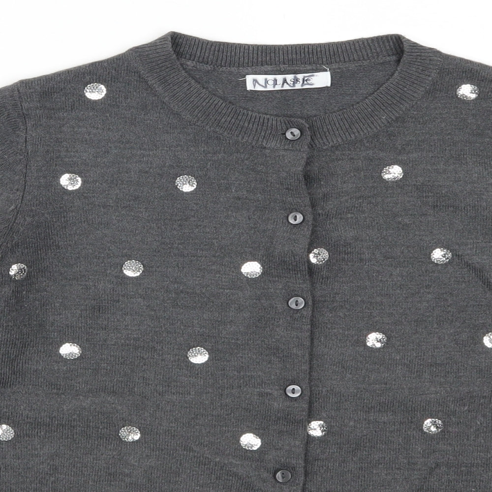 Marks and Spencer Womens Grey Polka Dot  Cardigan Jumper Size 10