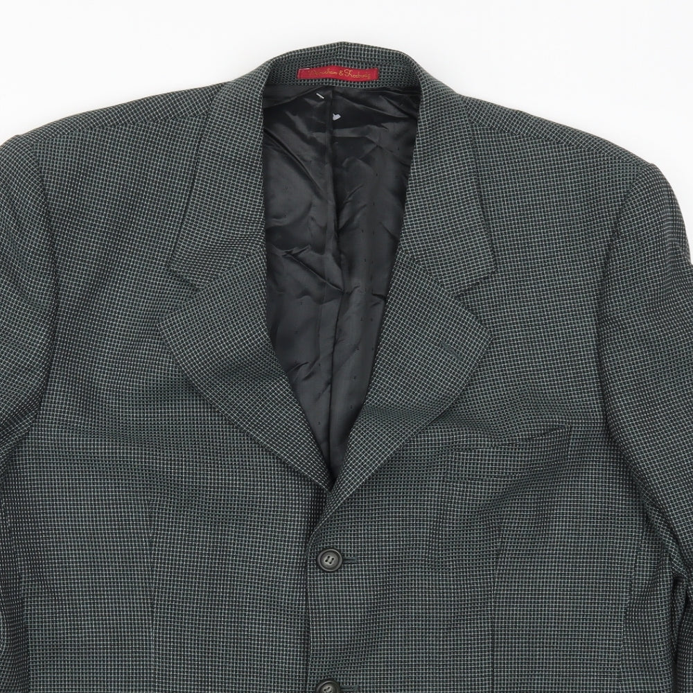 Debenham & Freebody Mens Green Check  Jacket Suit Jacket Size 42