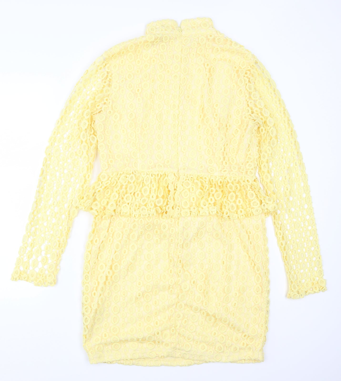 Pretty Little Thing Womens Yellow Geometric  Bodycon  Size 14