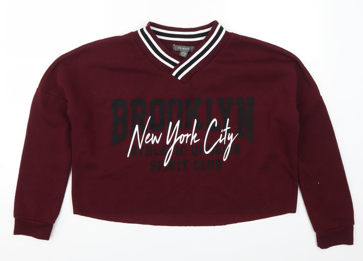 Primark Womens Red Pullover Sweatshirt Size 6 - Brooklyn New York