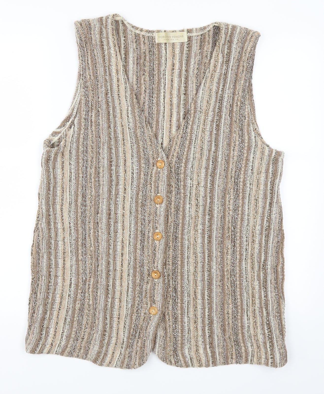 Dorothy Perkins Womens Beige Striped  Cardigan Jumper Size 16