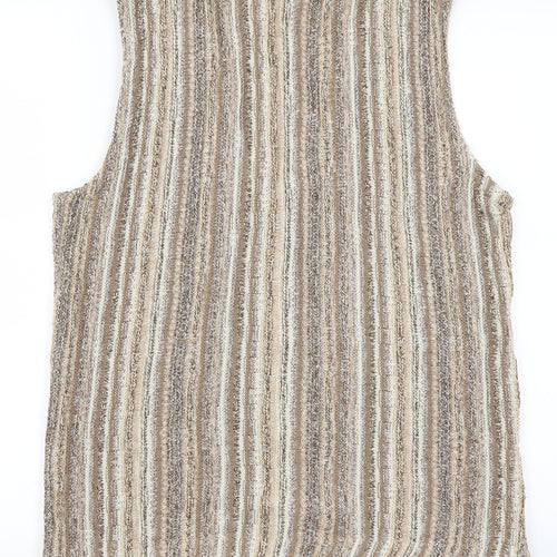 Dorothy Perkins Womens Beige Striped  Cardigan Jumper Size 16