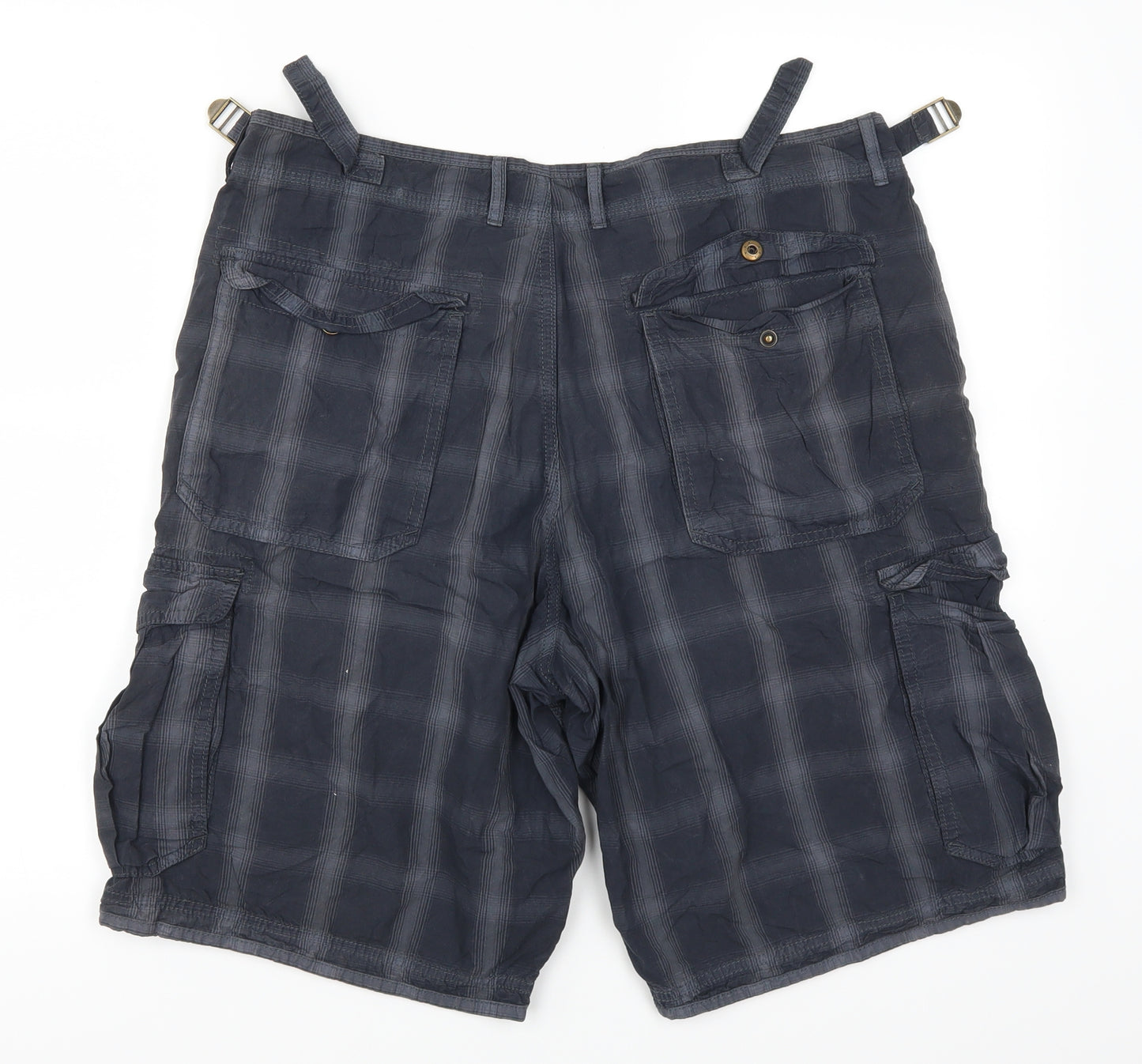 North Coast Mens Blue Check  Cargo Shorts Size 34