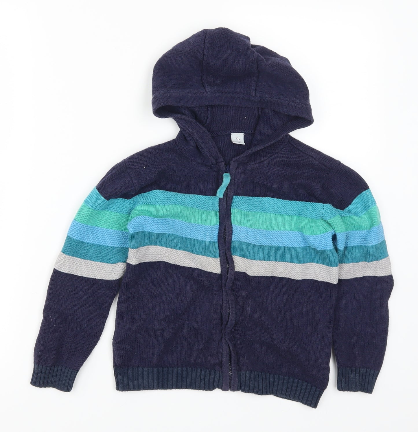 TU Boys Blue Striped  Full Zip Hoodie Size 5-6 Years