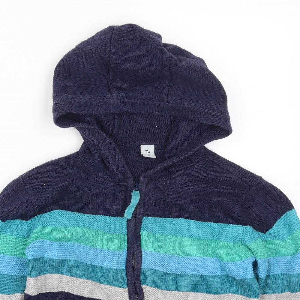 TU Boys Blue Striped  Full Zip Hoodie Size 5-6 Years