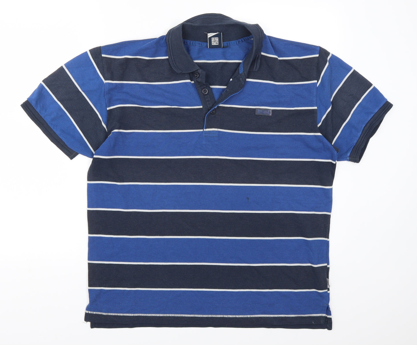 Lonsdale Mens Blue Striped   Polo Size L