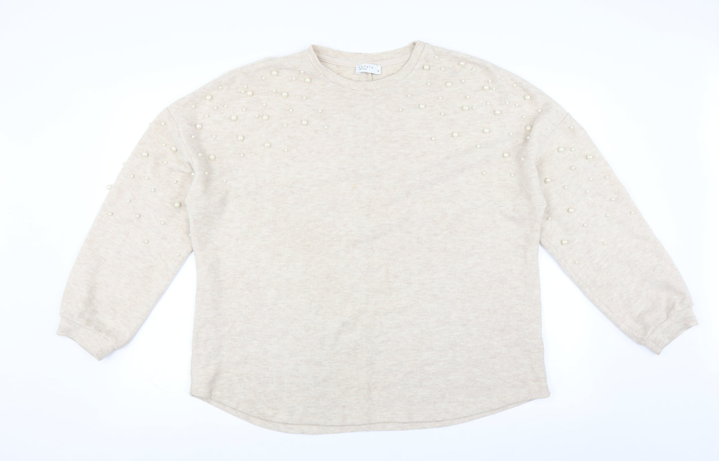 Papaya Womens Beige   Pullover Jumper Size 18  - beaded detail