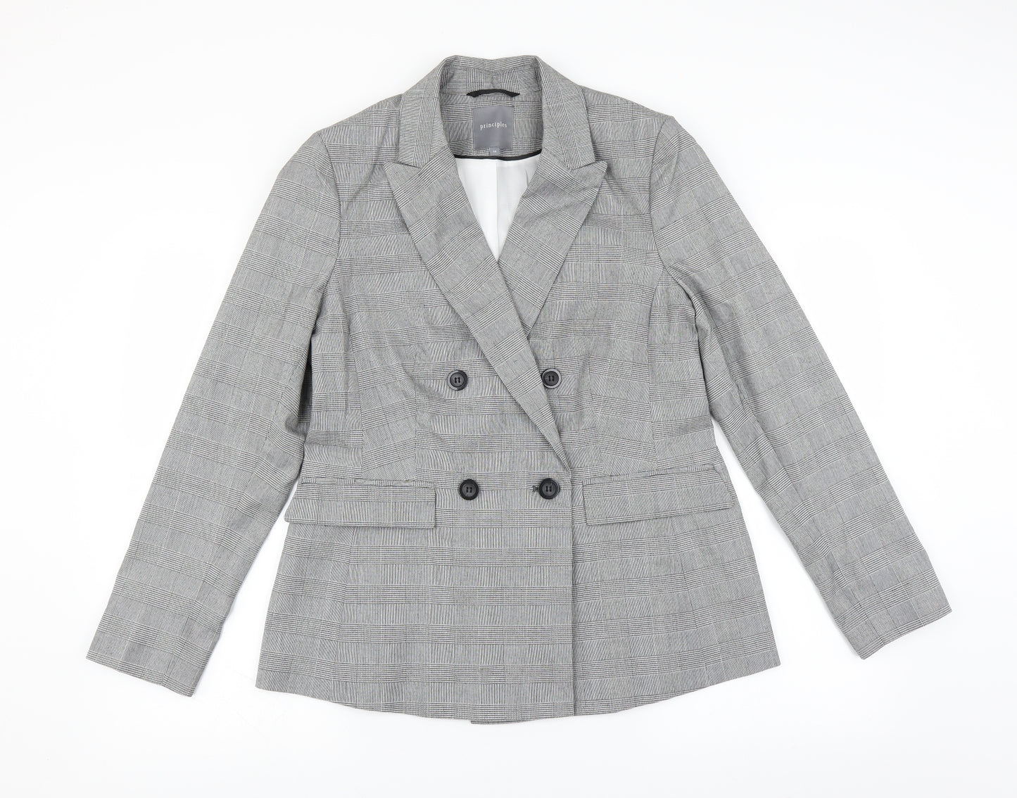 Principles Womens Green Houndstooth  Jacket Suit Jacket Size 14