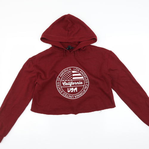 New Look Girls Red   Pullover Hoodie Size 12-13 Years  - california usa cropped