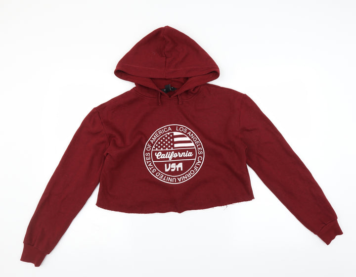 New Look Girls Red   Pullover Hoodie Size 12-13 Years  - california usa cropped
