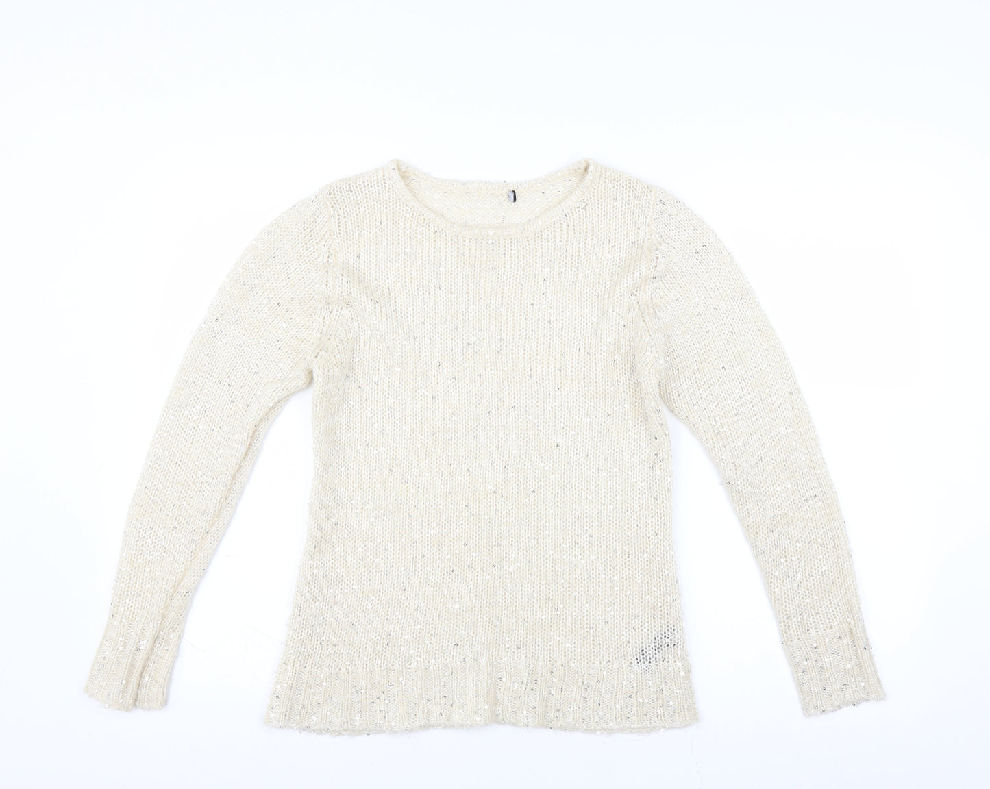 M&Co Womens Ivory   Pullover Jumper Size M  - sequins