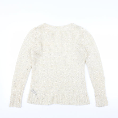M&Co Womens Ivory   Pullover Jumper Size M  - sequins