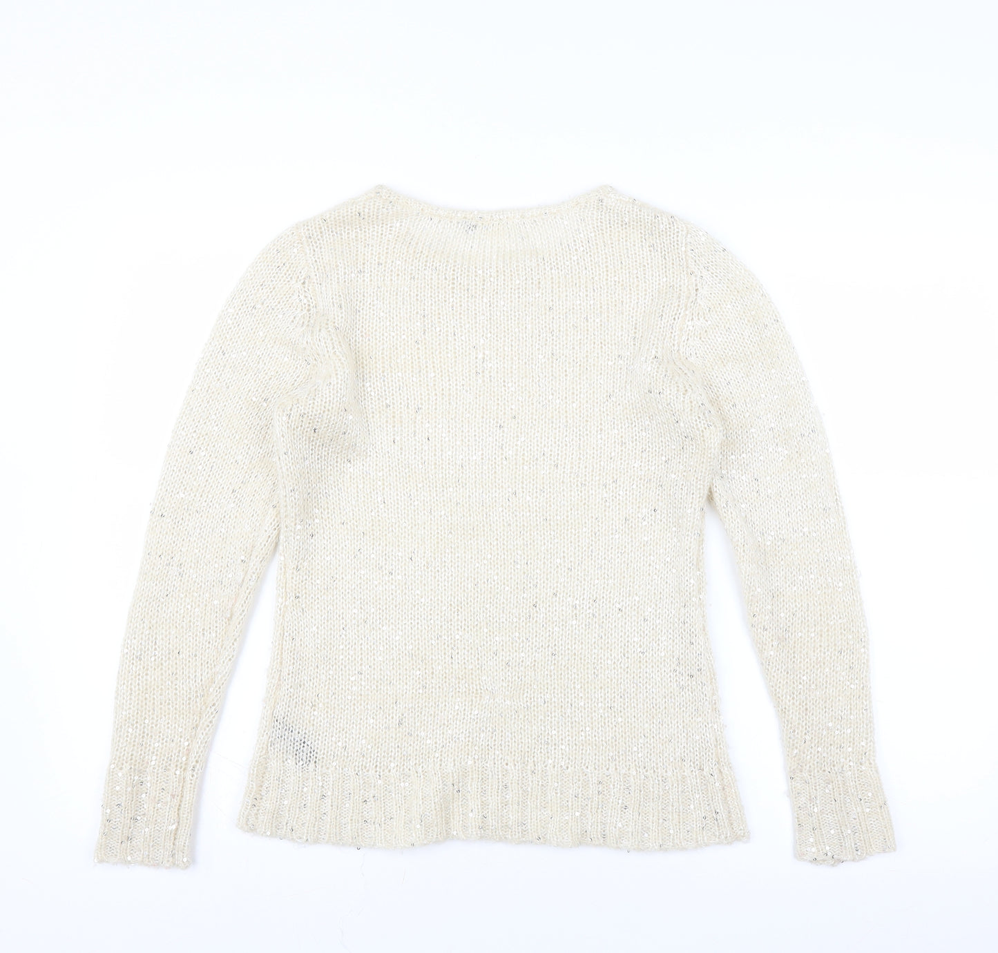 M&Co Womens Ivory   Pullover Jumper Size M  - sequins
