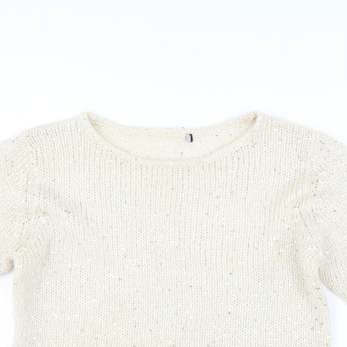 M&Co Womens Ivory   Pullover Jumper Size M  - sequins
