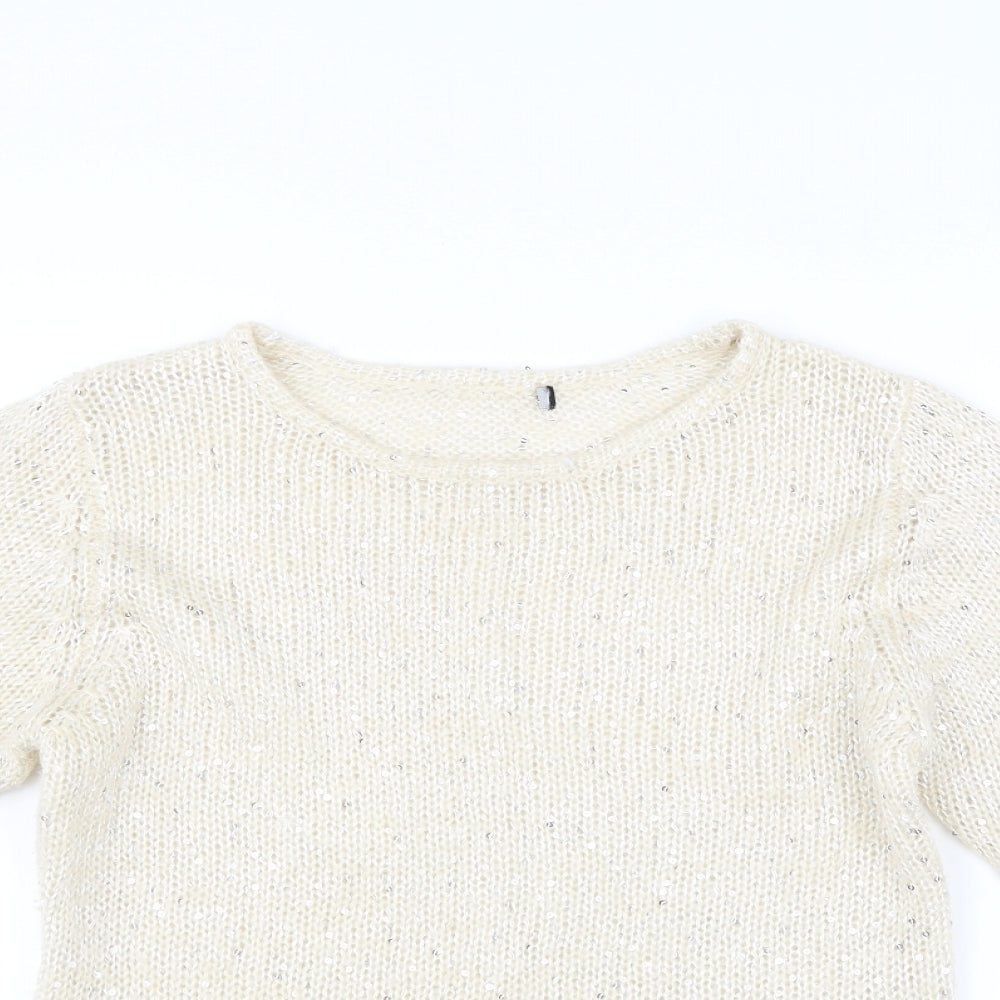 M&Co Womens Ivory   Pullover Jumper Size M  - sequins