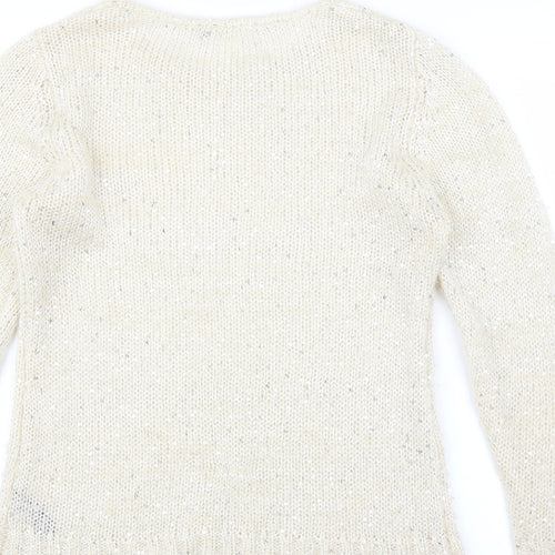 M&Co Womens Ivory   Pullover Jumper Size M  - sequins