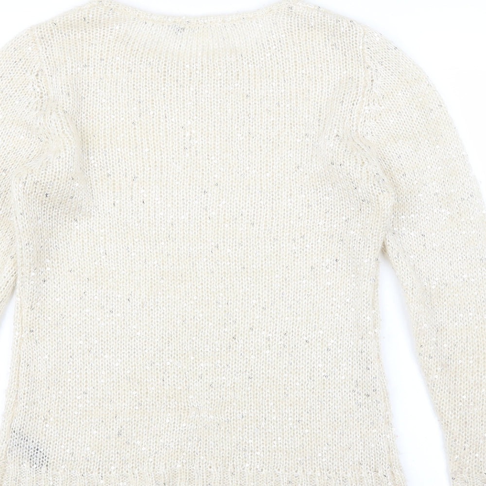 M&Co Womens Ivory   Pullover Jumper Size M  - sequins
