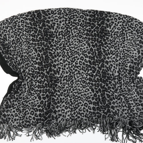 Preworn Womens Black Animal Print  Cape Jumper One Size  - fringe detail