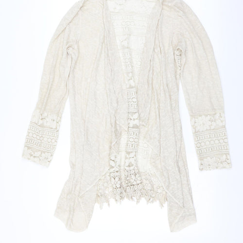 LV Clothing Womens Ivory Floral  Cardigan Jumper   - lace back and cuff detail