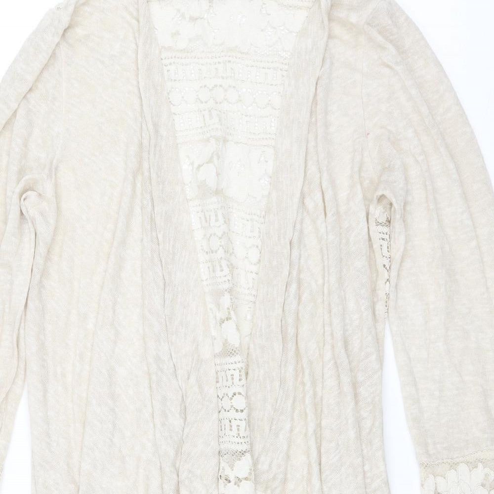 LV Clothing Womens Ivory Floral  Cardigan Jumper   - lace back and cuff detail