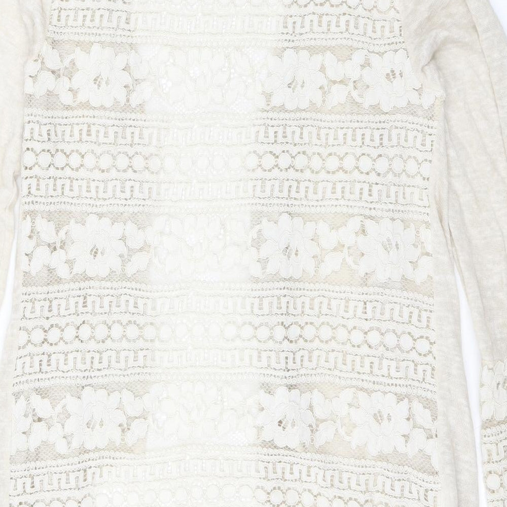 LV Clothing Womens Ivory Floral  Cardigan Jumper   - lace back and cuff detail