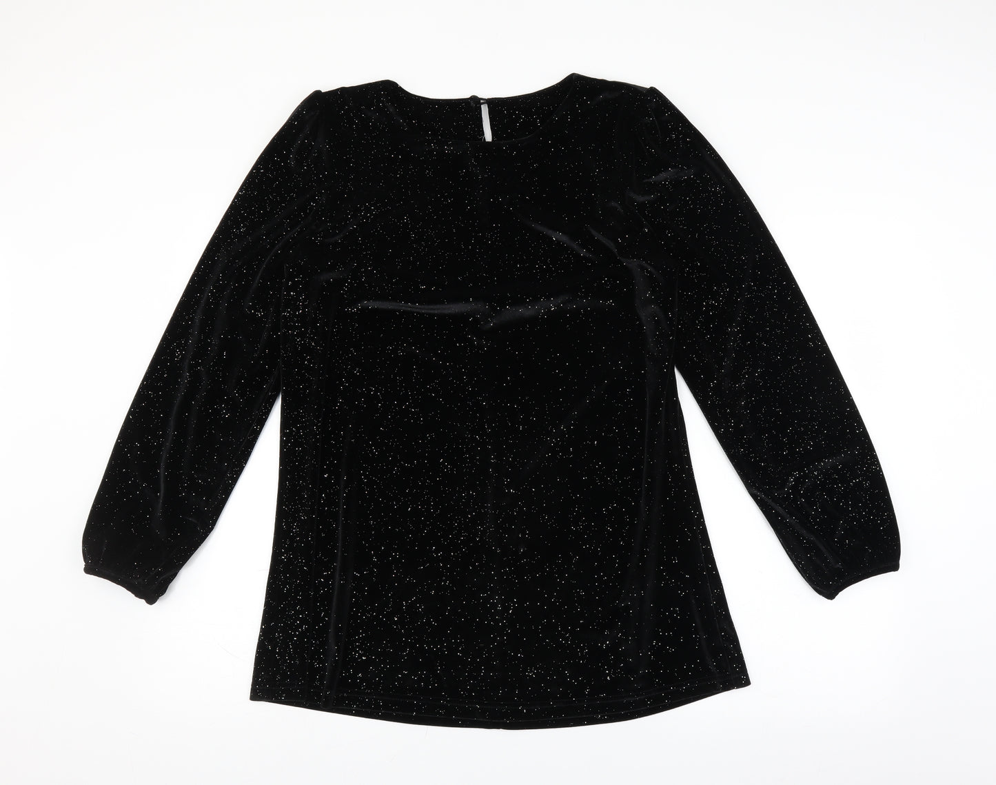 Cotton Traders Womens Black   Basic Blouse Size 16  - glittery