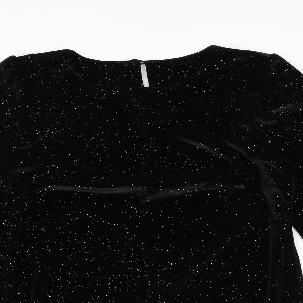 Cotton Traders Womens Black   Basic Blouse Size 16  - glittery