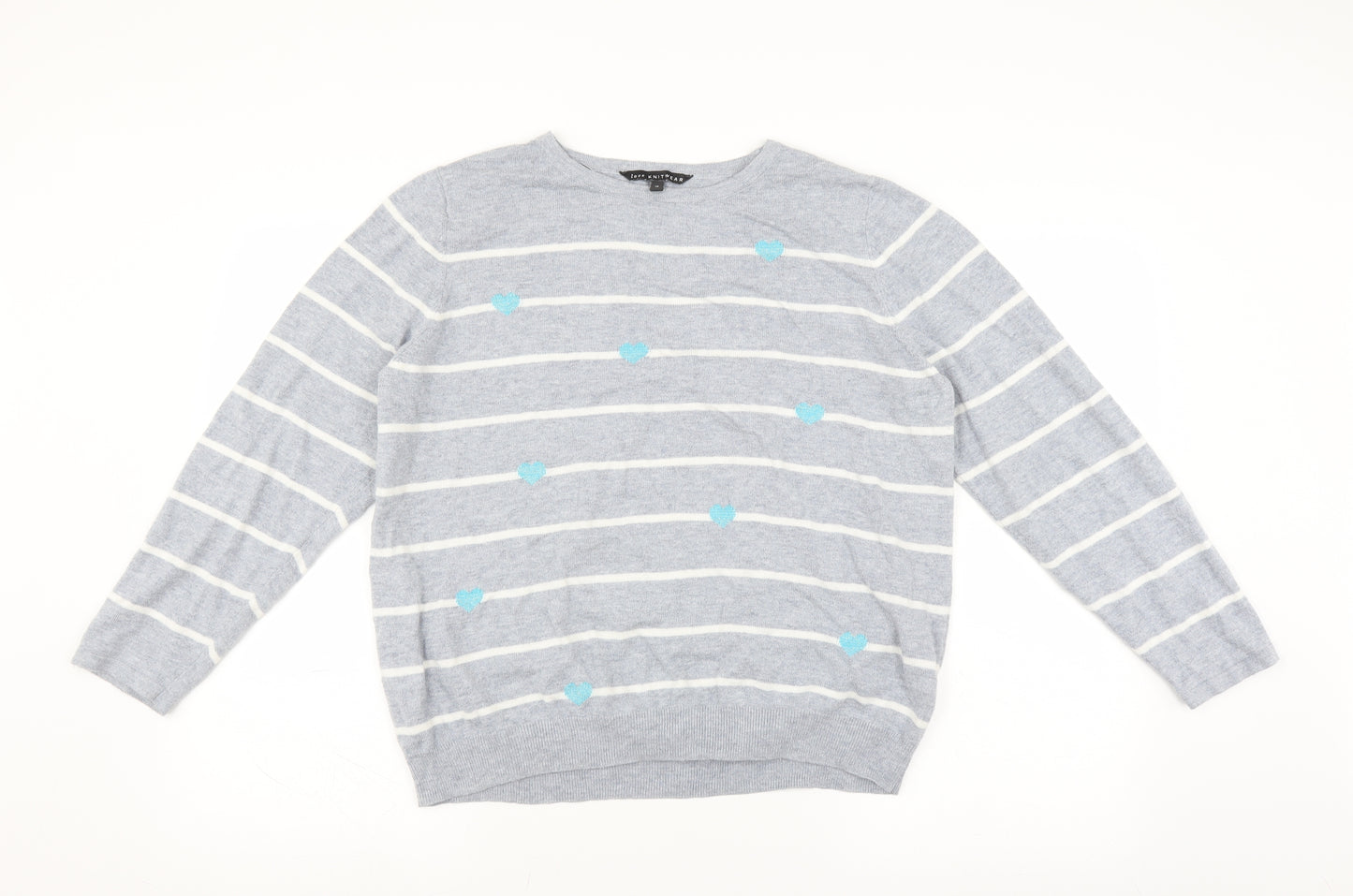 Le Bon Marché Womens Blue Striped  Pullover Jumper Size 18  - heart detail
