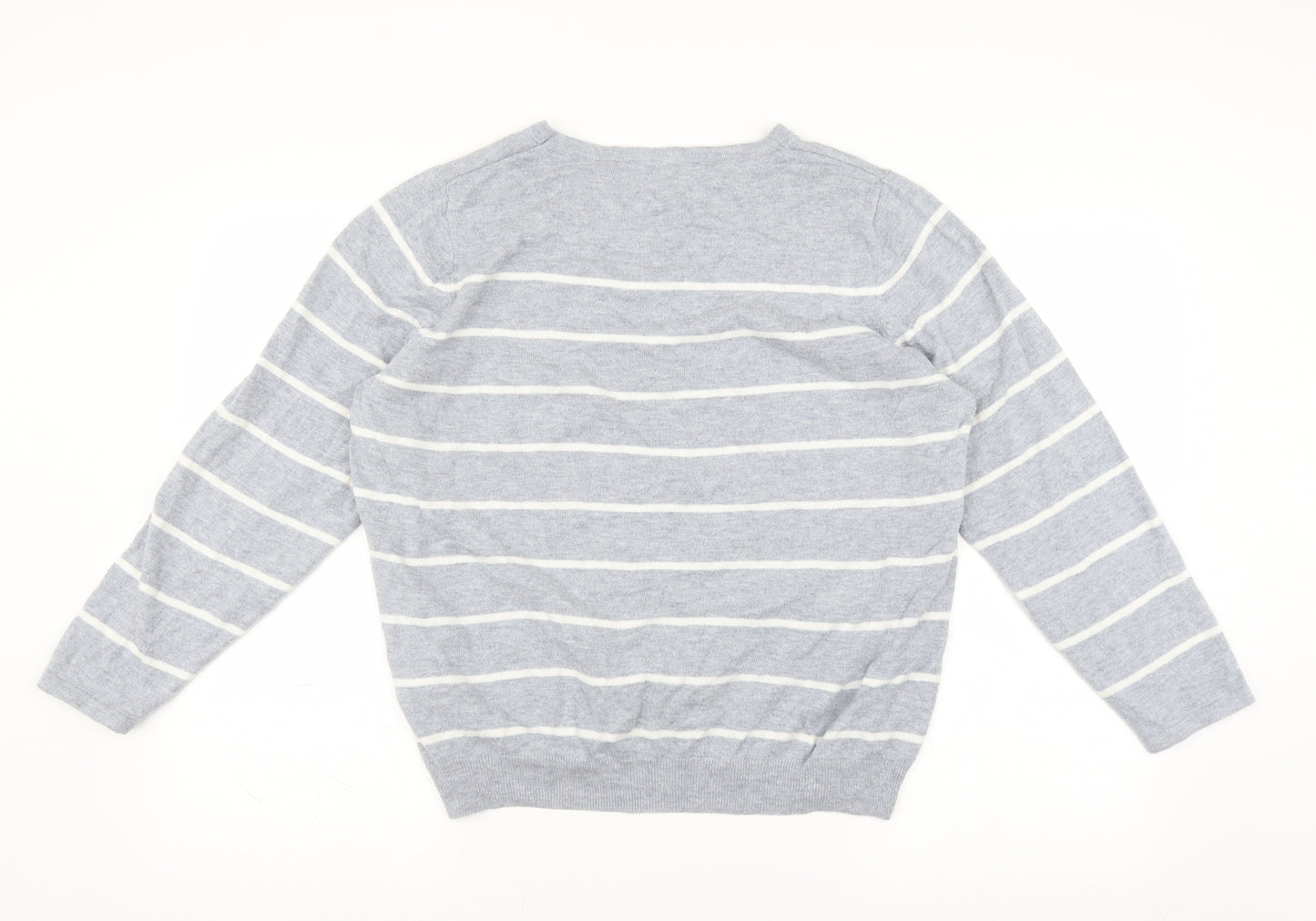 Le Bon Marché Womens Blue Striped  Pullover Jumper Size 18  - heart detail