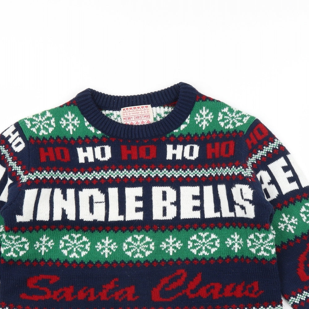 George Boys Blue   Pullover Jumper Size 8-9 Years  - christmas jumper