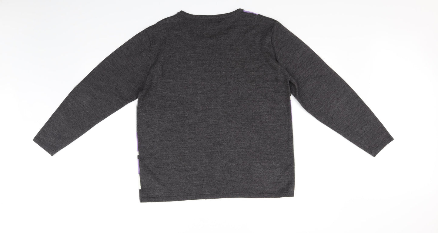 Autonomy Womens Grey Check  Pullover Jumper Size M