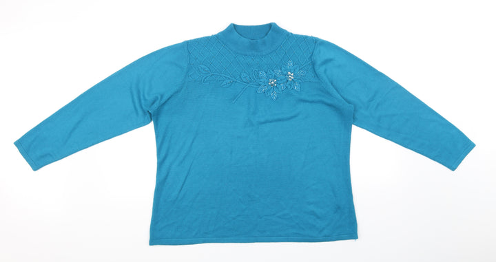 BM Womens Blue Pullover Jumper Size L