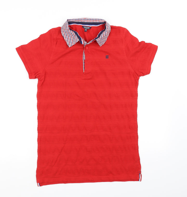 Maine Girls Red   Basic Polo Size 13-14 Years