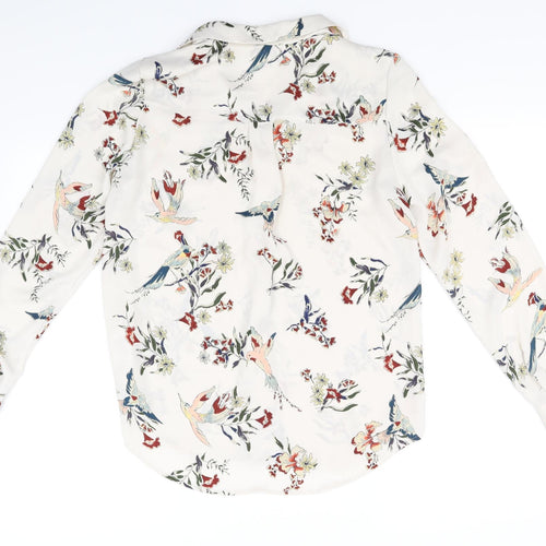 H&M Womens Beige Floral  Basic Button-Up Size 6