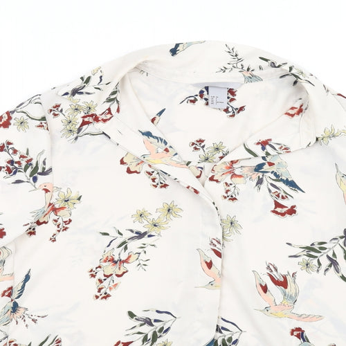 H&M Womens Beige Floral  Basic Button-Up Size 6