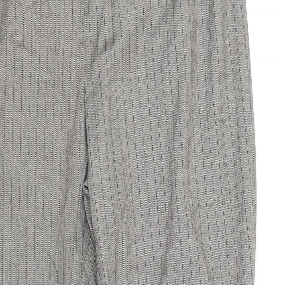 Marks and Spencer Womens Grey Striped  Trousers  Size 14 L32 in