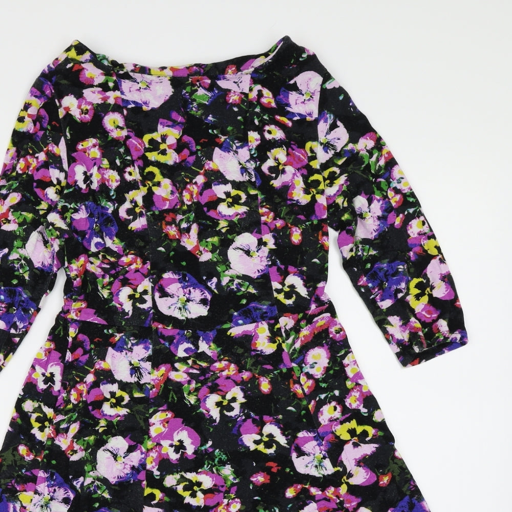 Papaya Womens Black Floral  A-Line  Size 10