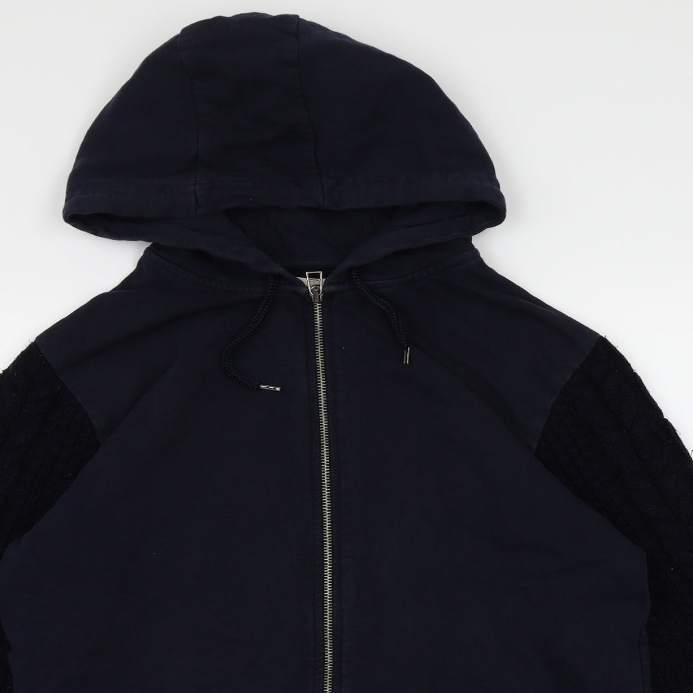 River Island Mens Blue  Jersey Full Zip Hoodie Size M