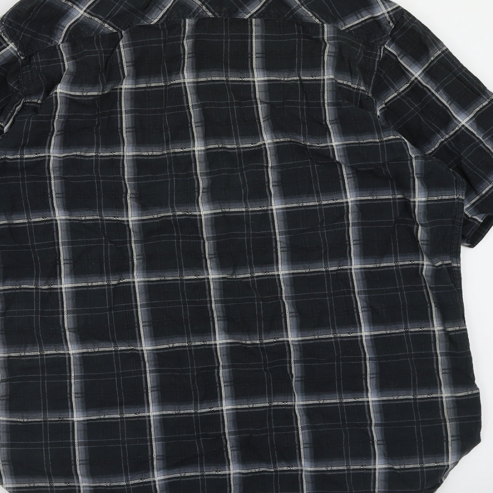 George Mens Blue Check   Button-Up Size S