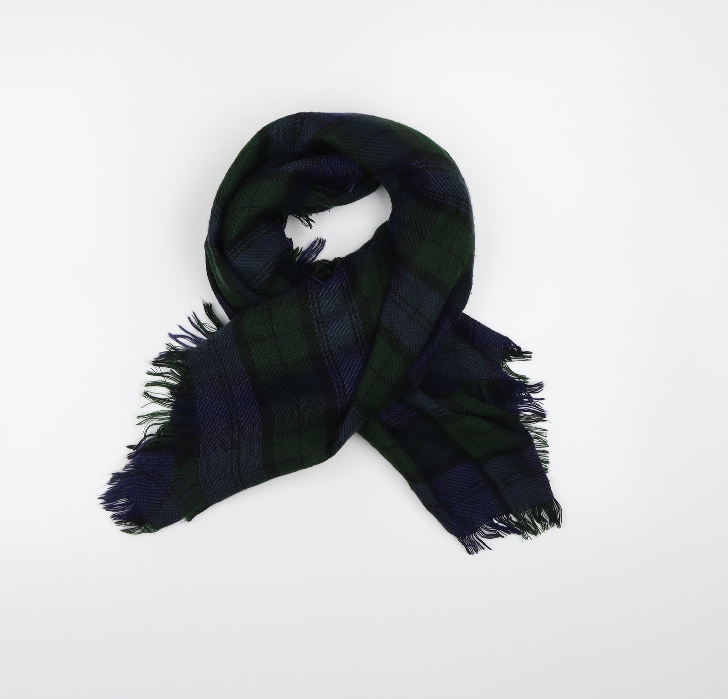 Preworn Womens Blue Check Knit  Scarf