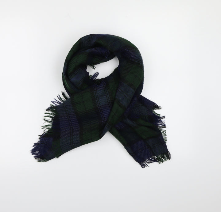 Preworn Womens Blue Check Knit  Scarf